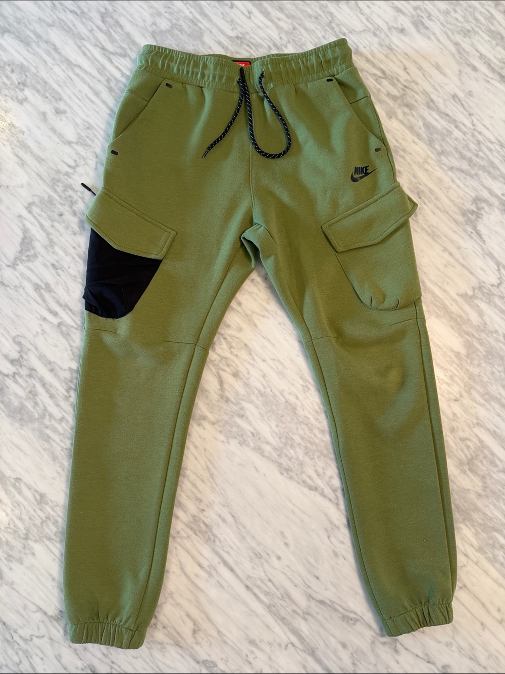 Nike Olive Green Cargo Joggers with Black Accent